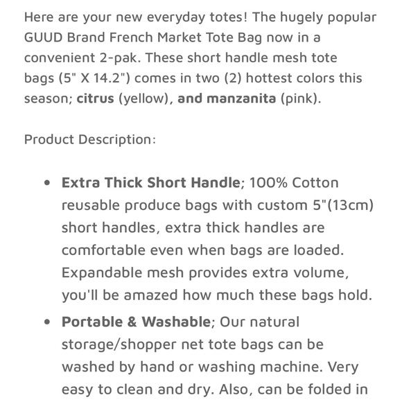 NWT GUUD Set of 2 Net Market Totes - Picture 9 of 10